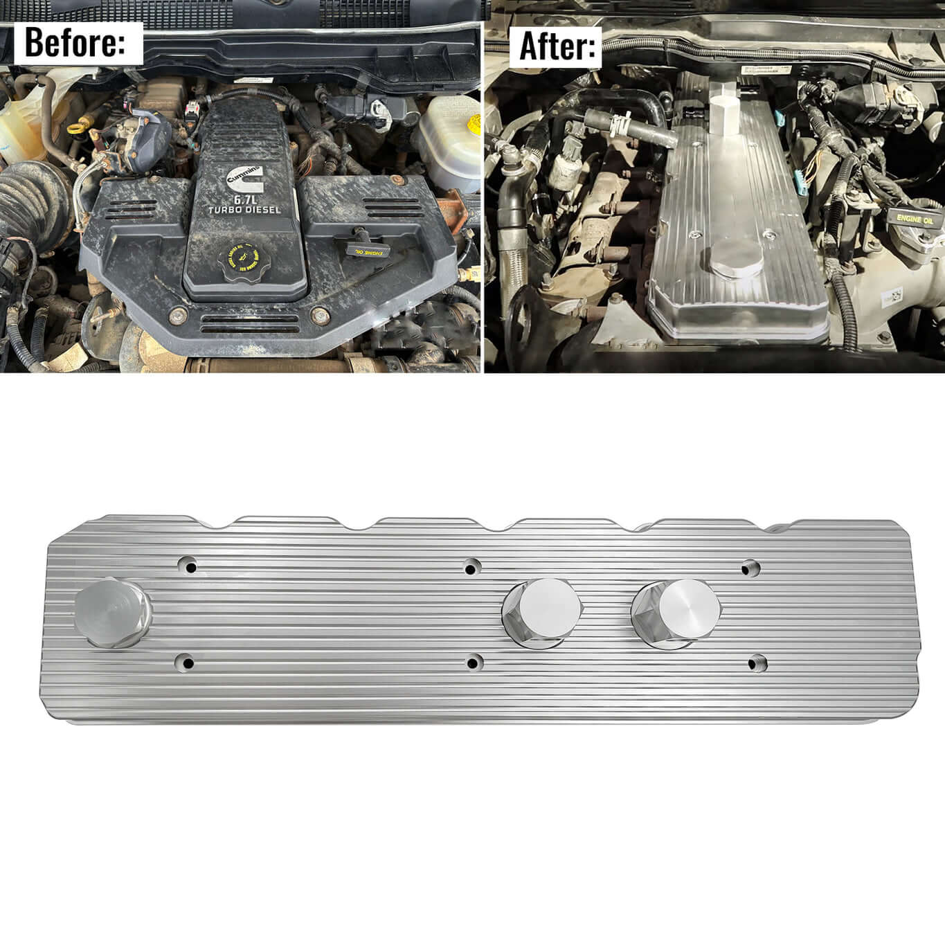 06–24 Ram Cummins 5.9L/6.7L Billet Valve Cover + Oil Catch Can Kit (CCV)